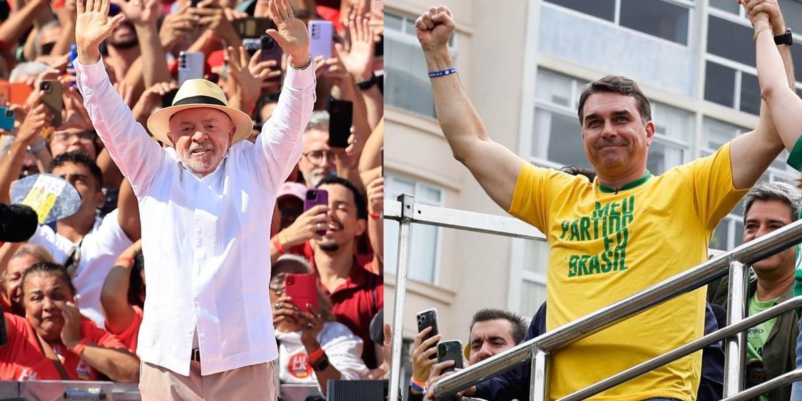 Apoiadores acenam durante atos de campanha presidencial (Foto: Paulo Pinto e Fernando Frazão/Agência Brasil)