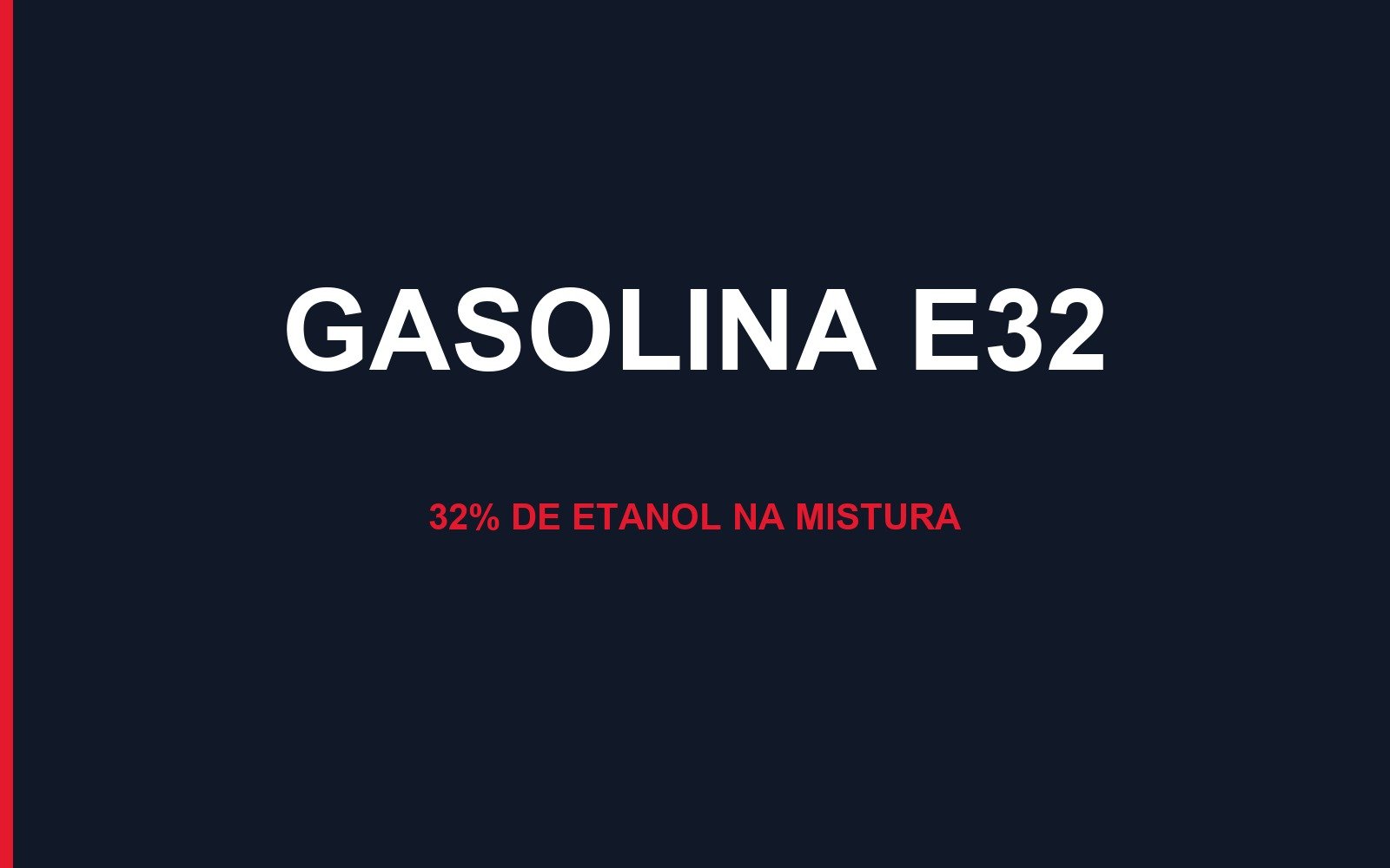 Gasolina E32: 32% de etanol na mistura