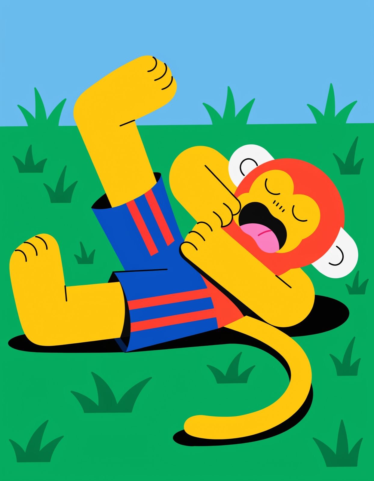 Ilustração de um macaco deitado de forma exagerada, referência bem-humorada ao meme (imagem ilustrativa gerada por IA)