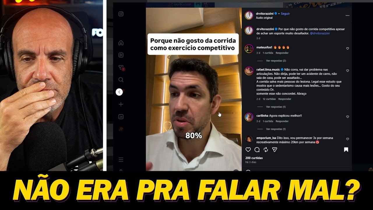 Miniatura do vídeo do canal Corrida no Ar sobre crítica médica à corrida e comparação com riscos do sedentarismo